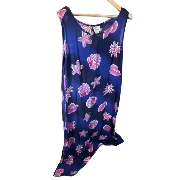 Palm Harbour Blue Pink Sea Life Sleeveless Maxi Dress Sz XL - Picture 3 of 6